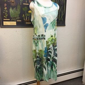 Cativa Green& Blue Patterned Sleeveless Midi Dress